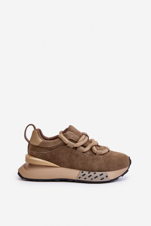 de gamuza Zapatillas modelo zapatos. Femenino con una plataformaGrubym atándosem Artiker 54C1466 color marrón