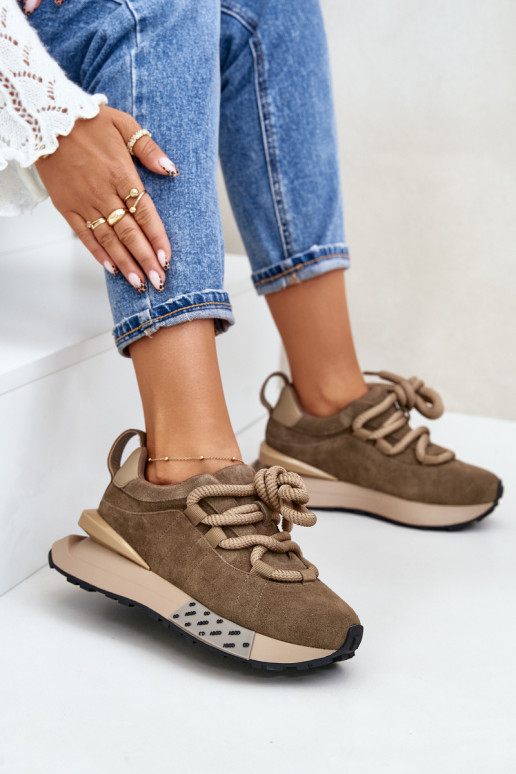 de gamuza Zapatillas modelo zapatos. Femenino con una plataformaGrubym atándosem Artiker 54C1466 color marrón