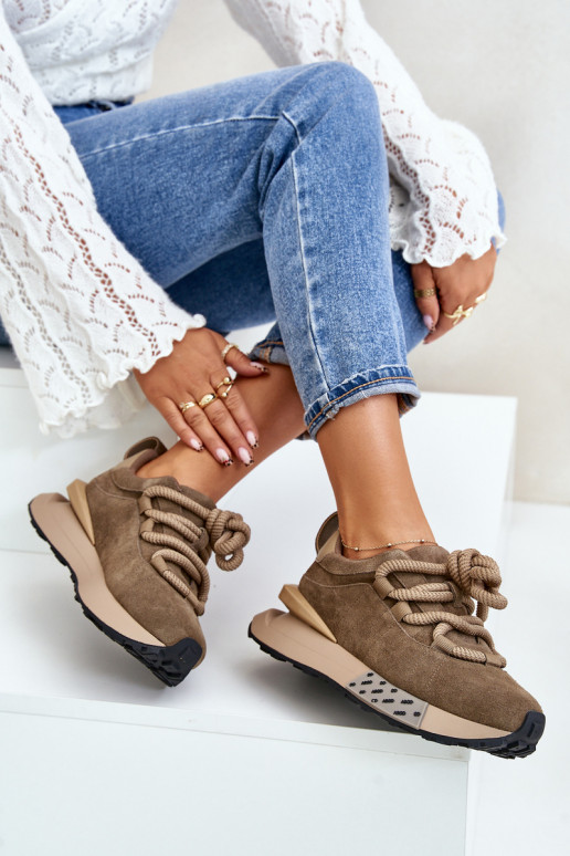 de gamuza Zapatillas modelo zapatos. Femenino con una plataformaGrubym atándosem Artiker 54C1466 color marrón