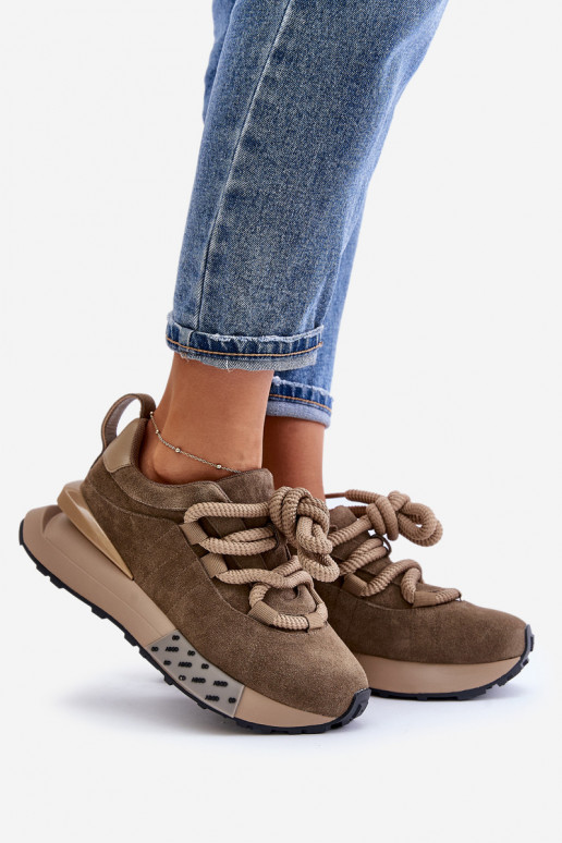 de gamuza Zapatillas modelo zapatos. Femenino con una plataformaGrubym atándosem Artiker 54C1466 color marrón