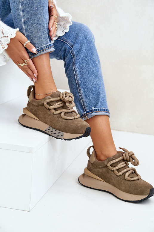 de gamuza Zapatillas modelo zapatos. Femenino con una plataformaGrubym atándosem Artiker 54C1466 color marrón