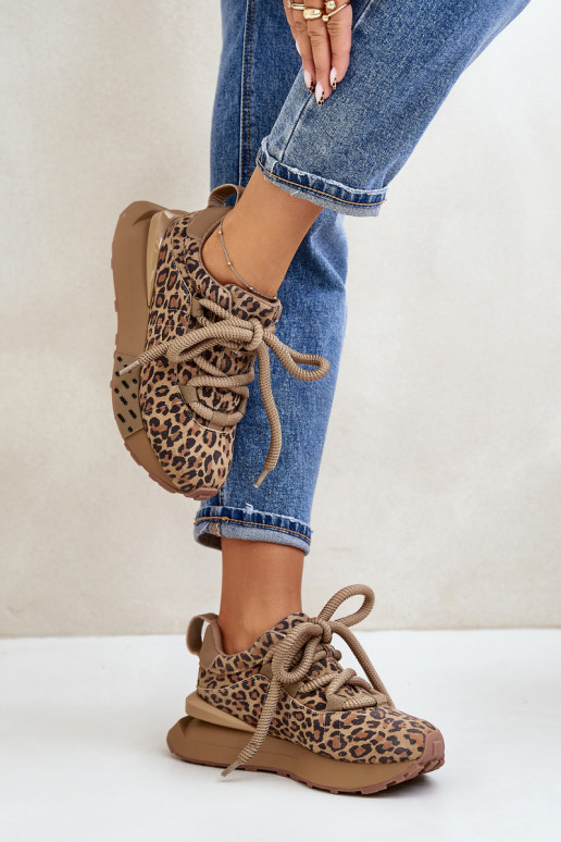 de gamuza Zapatillas modelo zapatos. Femenino con una plataformaGrubym atándosem con estampados de piel de leopardo Artiker 55C0