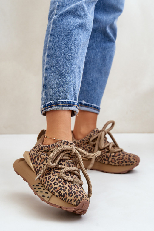 de gamuza Zapatillas modelo zapatos. Femenino con una plataformaGrubym atándosem con estampados de piel de leopardo Artiker 55C0