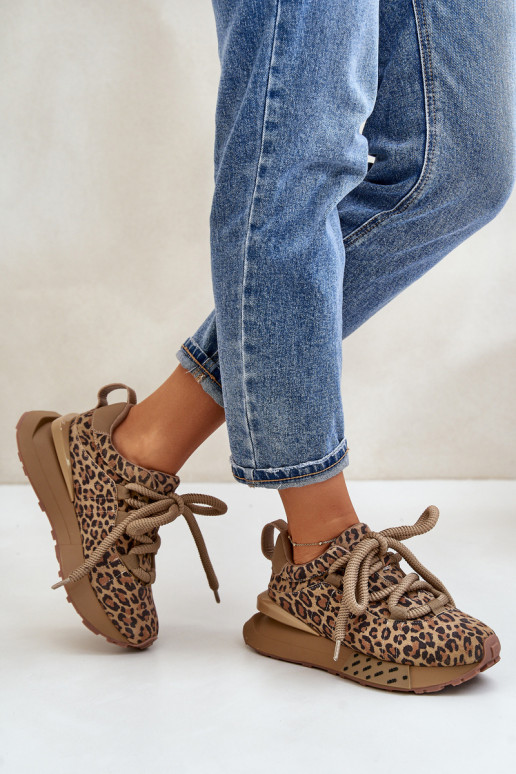 de gamuza Zapatillas modelo zapatos. Femenino con una plataformaGrubym atándosem con estampados de piel de leopardo Artiker 55C0