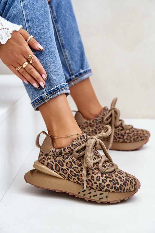 de gamuza Zapatillas modelo zapatos. Femenino con una plataformaGrubym atándosem con estampados de piel de leopardo Artiker 55C0