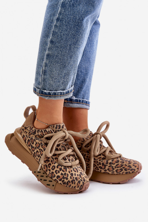 de gamuza Zapatillas modelo zapatos. Femenino con una plataformaGrubym atándosem con estampados de piel de leopardo Artiker 55C0