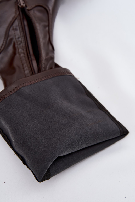 Botas altas de mujer con tacones gruesos y plataforma de modelo tipo zueco color marrón Florinne