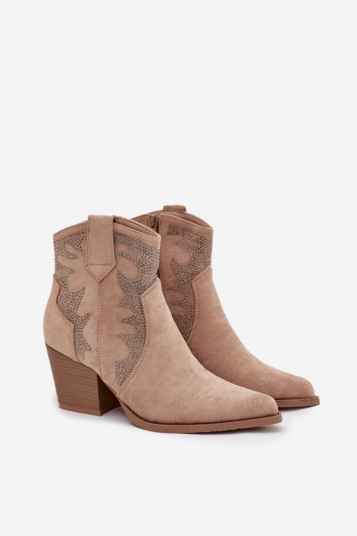 botas estilo vaquero Femenino calentamiento Con decoración con tacones beige Arabella botas estilo vaquero Femenino calentamiento Con decoración con tacones beige Arabella