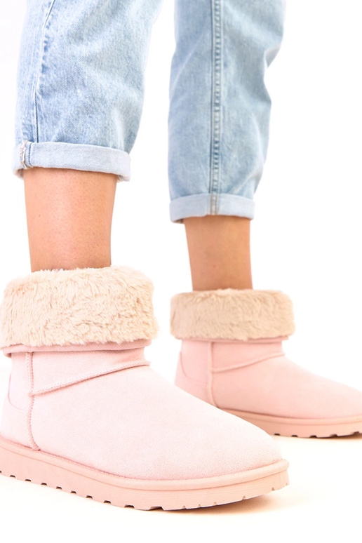 Botas de nieve rosas con piel en...
