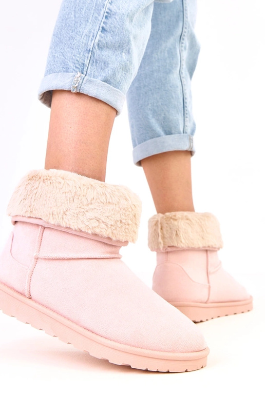 Botas de nieve rosas con piel en...