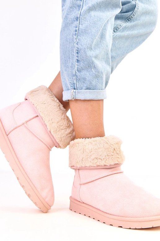 Botas de nieve rosas con piel en...
