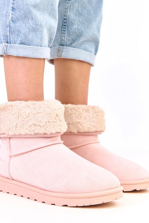 Botas de nieve rosas con piel en...