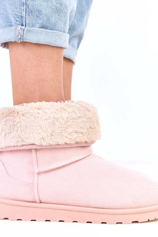 Botas de nieve rosas con piel en...