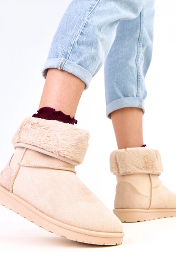 Botas de nieve color arena con piel en plataforma, Meggi 2