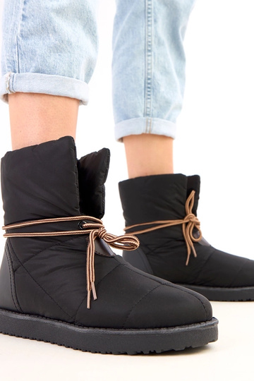Botas de nieve negras para mujer con cordón decorativo, Temira