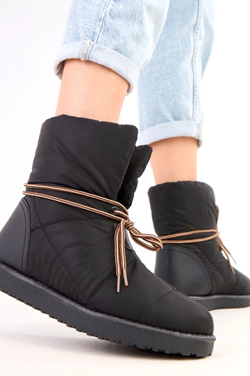 Botas de nieve negras para mujer con cordón decorativo, Temira 2