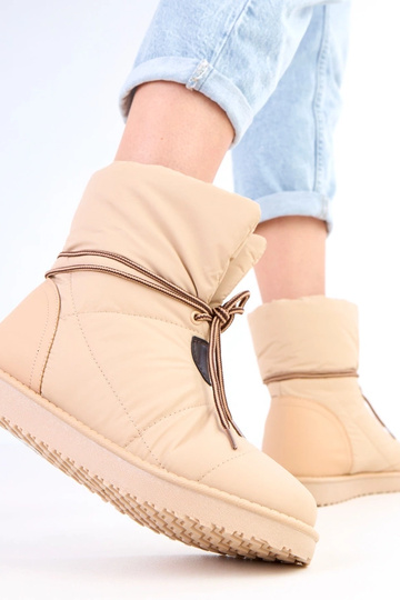 Botas de nieve para mujer color arena con cordón decorativo "Temira" 2