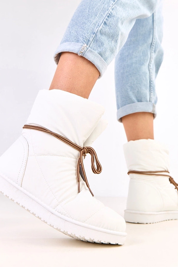 Botas de nieve para mujer blancas con cordón decorativo "Temira" 2