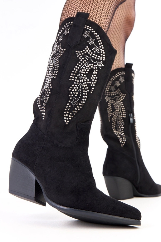 Botas vaqueras negras de tacón bajo...