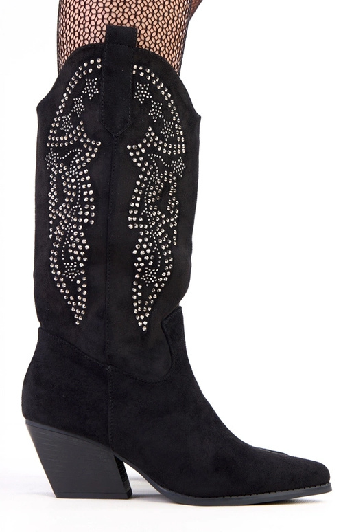 Botas vaqueras negras de tacón bajo...