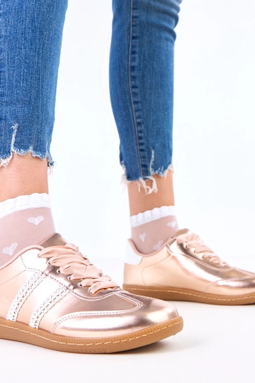 Zapatillas deportivas color champán para mujer con cordones de satén Madres