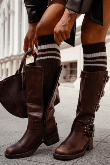 PodkolanóAki Femenino EN Prążek con rayas CzekoladoAe