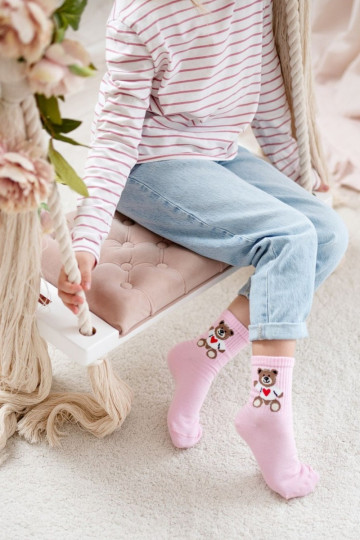 calcetines para niños Juventud osos de peluche color rosa