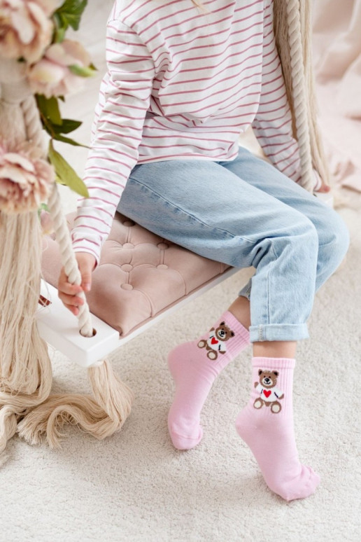 calcetines para niños Juventud osos de peluche color rosa