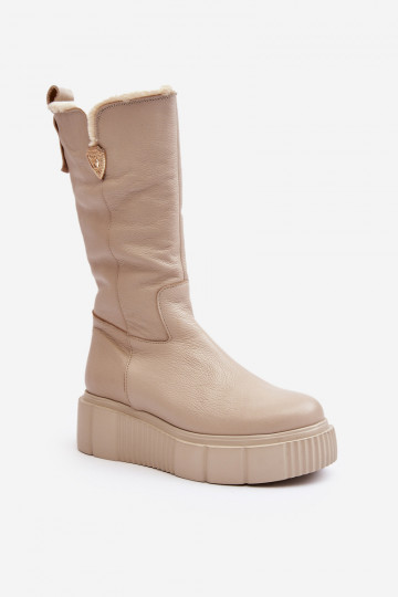 Femenino Piel botas Con Vilna beige Bayla