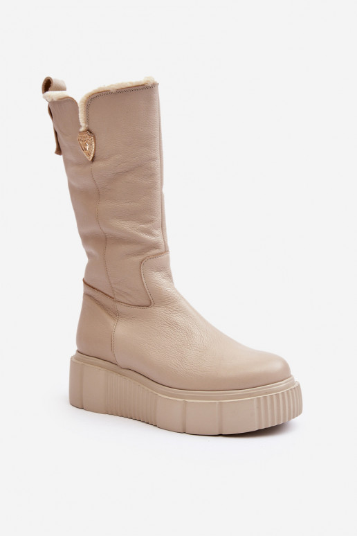 Femenino Piel botas Con Vilna beige Bayla