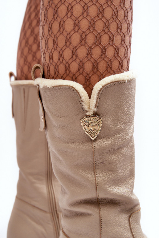 Femenino Piel botas Con Vilna beige Bayla