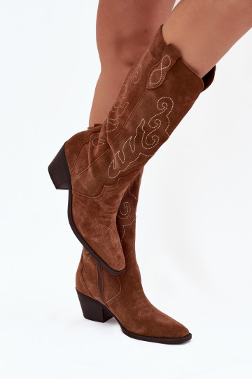 de gamuza botas estilo vaquero Femenino con tacones color marrón Karira