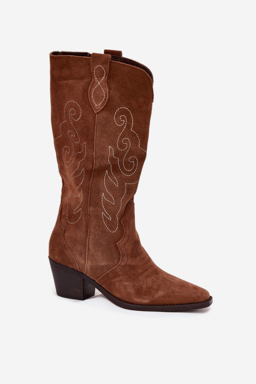 de gamuza botas estilo vaquero Femenino con tacones color marrón Karira