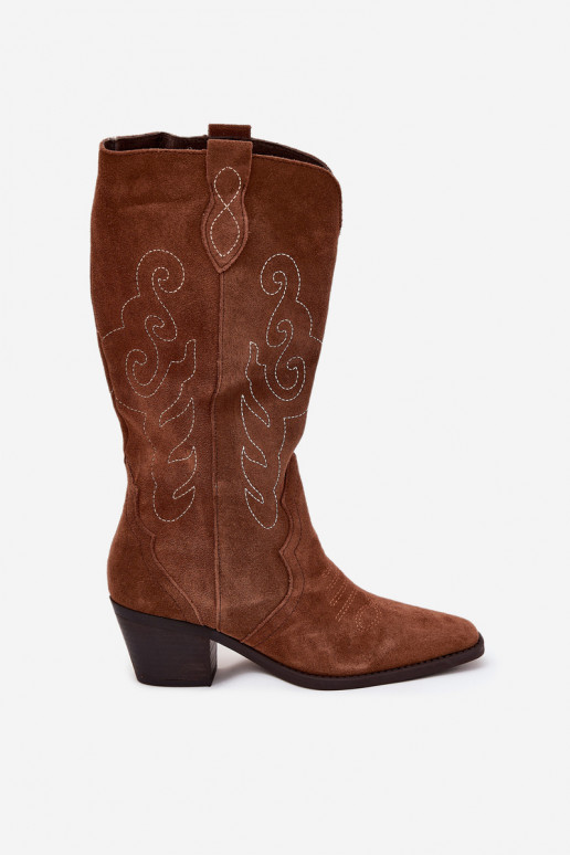 de gamuza botas estilo vaquero Femenino con tacones color marrón Karira