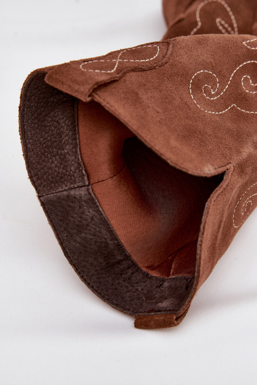 de gamuza botas estilo vaquero Femenino con tacones color marrón Karira