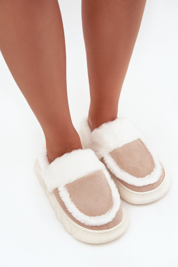 Zapatillas Femenino Sobre una suela gruesa con un abrigo de piel Vinceza 19952 beige 2