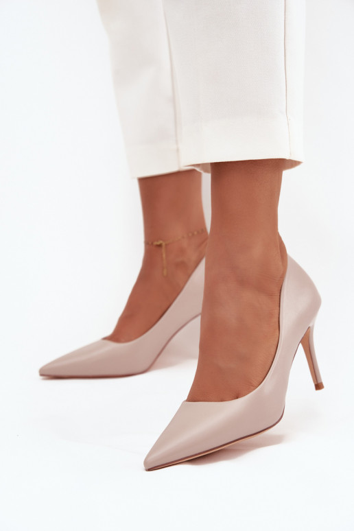 zapatos de tacón alto Femenino de cuero ecológico beige Sivana