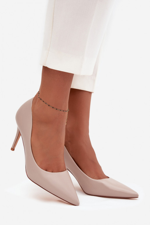 zapatos de tacón alto Femenino de cuero ecológico beige Sivana