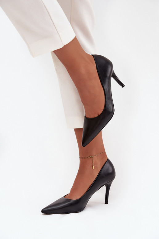 zapatos de tacón alto Femenino de cuero ecológico de color negro Sivana