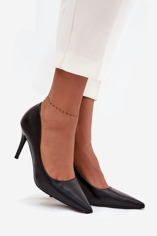 zapatos de tacón alto Femenino de cuero ecológico de color negro Sivana