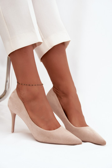zapatos de tacón alto Femeninode gamuza ecológicau beige Elvessa