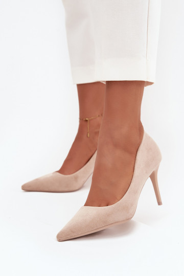 zapatos de tacón alto Femeninode gamuza ecológicau beige Elvessa 2