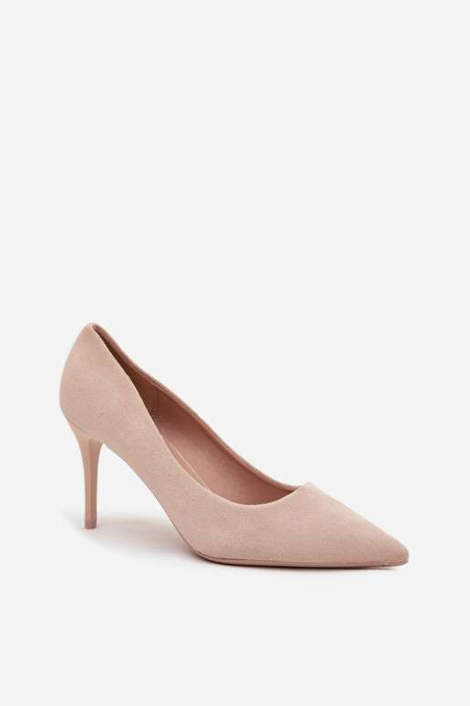 zapatos de tacón alto Femeninode gamuza ecológicau beige Elvessa