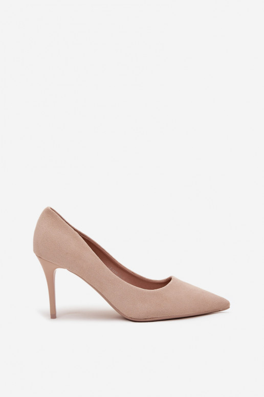 zapatos de tacón alto Femeninode gamuza ecológicau beige Elvessa