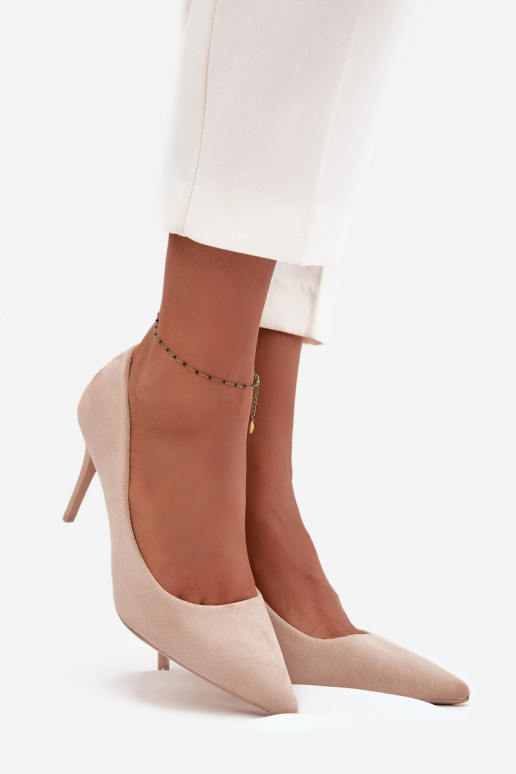 zapatos de tacón alto Femeninode gamuza ecológicau beige Elvessa