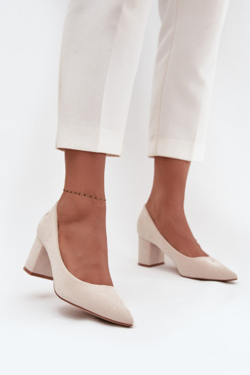 Zapatos Femenino Ze Szpiczastymi Noskami con tacones beige Pavira 2
