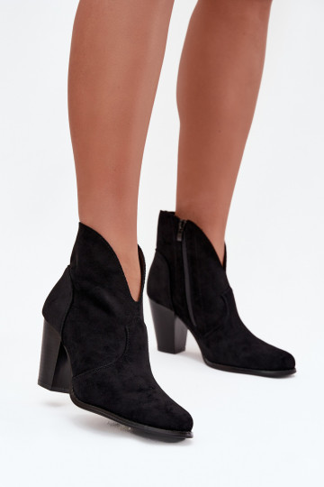 Botas de mujerde gamuza ecológicau de color negro Elvirae 2