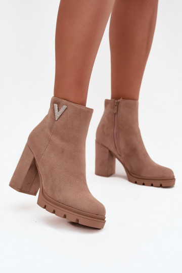Botas de mujer calentamiento con tacones Con decoraciones Detalem beige Briella