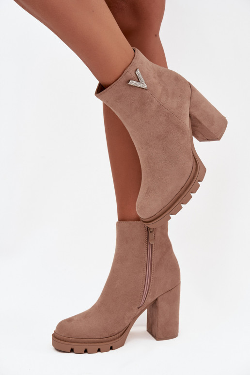 Botas de mujer calentamiento con tacones Con decoraciones Detalem beige Briella
