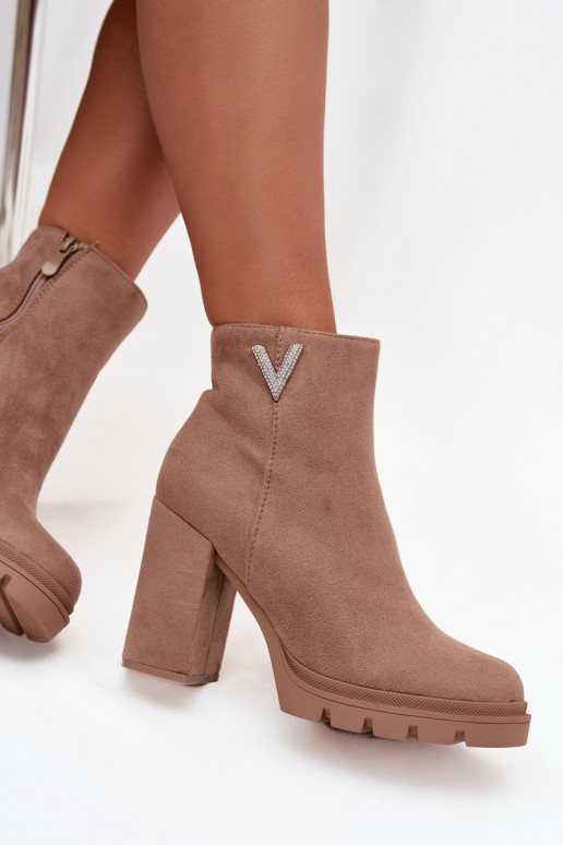 Botas de mujer calentamiento con tacones Con decoraciones Detalem beige Briella
